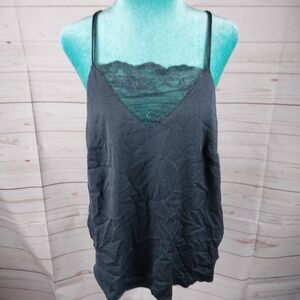 H&M Charcoal Gray Lace Sexy Top Camisole Tank Women's Size Large 12